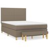 vidaXL Cama box spring con colch&oacute;n tela gris taupe 140x190 cm