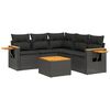 vidaXL Set de sof&aacute;s de jard&iacute;n 6 piezas y cojines rat&aacute;n sint&eacute;tico negro