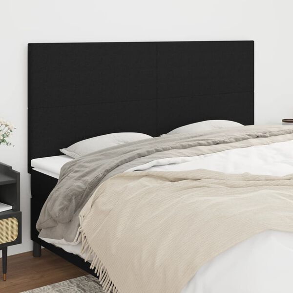 vidaXL Cabecero de cama de tela negro 160x5x118/128 cm