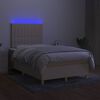 vidaXL Cama box spring con colch&oacute;n y luces LED tela crema 120x190 cm