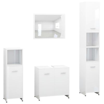 vidaXL Juego muebles de baño 4 piezas madera ingeniería blanco brillo