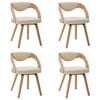 vidaXL Sillas de comedor 4 uds madera curvada y cuero sint&eacute;tico crema
