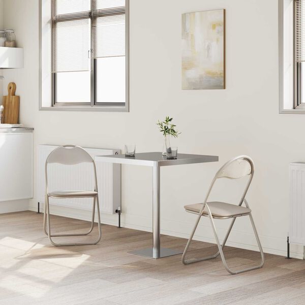 vidaXL Silla Plegable 2 pcs Arena 48 x 43,5 x 81 cm Cuero sint&eacute;tico