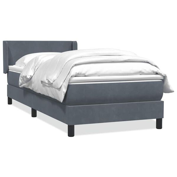 vidaXL Cama box spring con colch&oacute;n terciopelo gris oscuro 80x210 cm