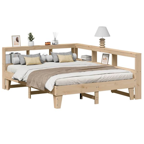 vidaXL Cama con estanter&iacute;a sin colch&oacute;n madera maciza de pino 150x200cm