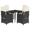 vidaXL Set de muebles jard&iacute;n 5 pzas con cojines rat&aacute;n sint&eacute;tico negro