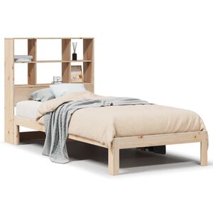 vidaXL Cama con estanter&iacute;a sin colch&oacute;n madera maciza de pino 90x200 cm
