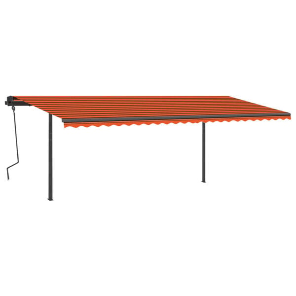 vidaXL Toldo manual retr&aacute;ctil con LED naranja y marr&oacute;n 6x3 m