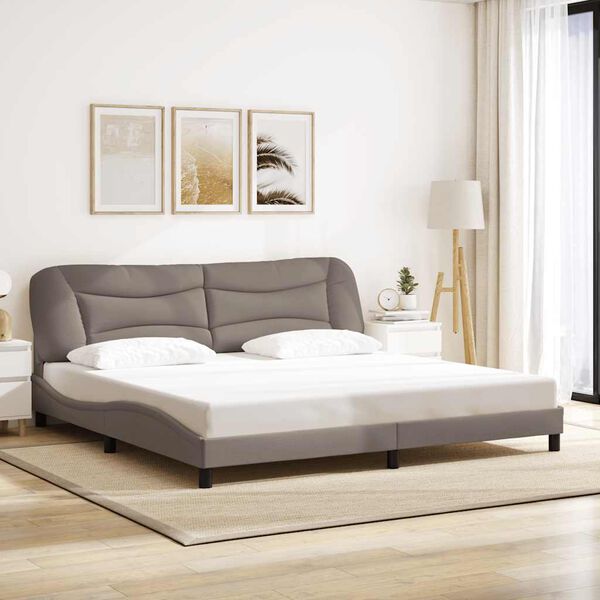 vidaXL Estructura de cama sin colch&oacute;n Hvar tela gris taupe 200x200 cm