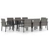 vidaXL Juego de comedor para jard&iacute;n 9 piezas rat&aacute;n sint&eacute;tico gris
