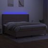 vidaXL Cama box spring colch&oacute;n y luces LED tela gris taupe 200x200 cm