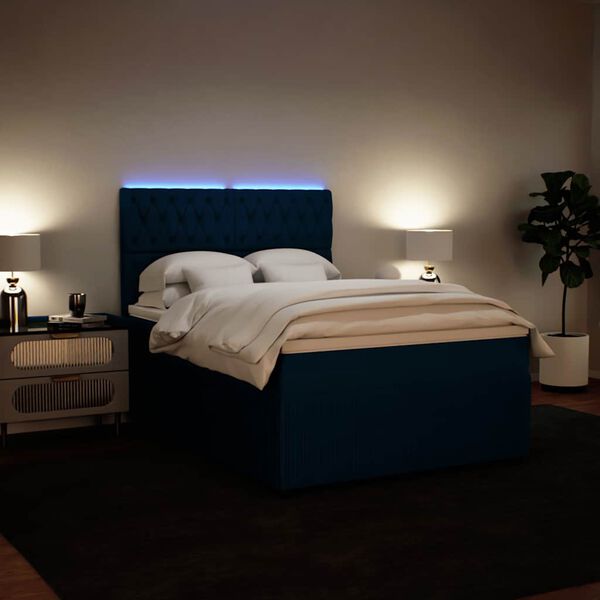 vidaXL Cama box spring con colch&oacute;n terciopelo azul 140x200 cm