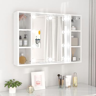 vidaXL Mueble con espejo y LED blanco brillante 76x15x55 cm