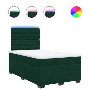 vidaXL Cama box spring con colch&oacute;n terciopelo verde oscuro 120x200 cm