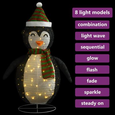 vidaXL Pingüino de Navidad decorativo con LED tela lujosa 120 cm