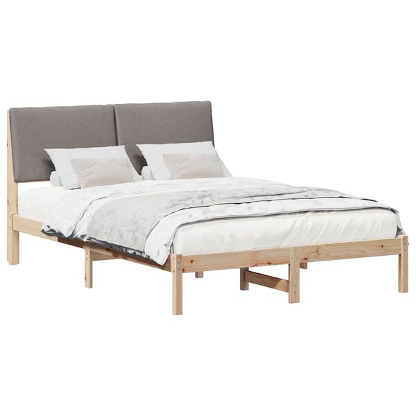 vidaXL Estructura de cama con cabecera Marr&oacute;n y taupe 160 x 200 cm