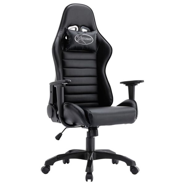 vidaXL Silla gaming de cuero sint&eacute;tico negro
