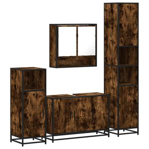vidaXL Set de muebles ba&ntilde;o 4 pzas madera contrachapada roble ahumado