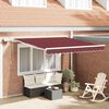 vidaXL Toldo retr&aacute;ctil manual con luces LED burdeos 300x250 cm