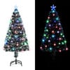 vidaXL &Aacute;rbol de Navidad preiluminado con soporte y LED fibra &oacute;ptica 120 cm