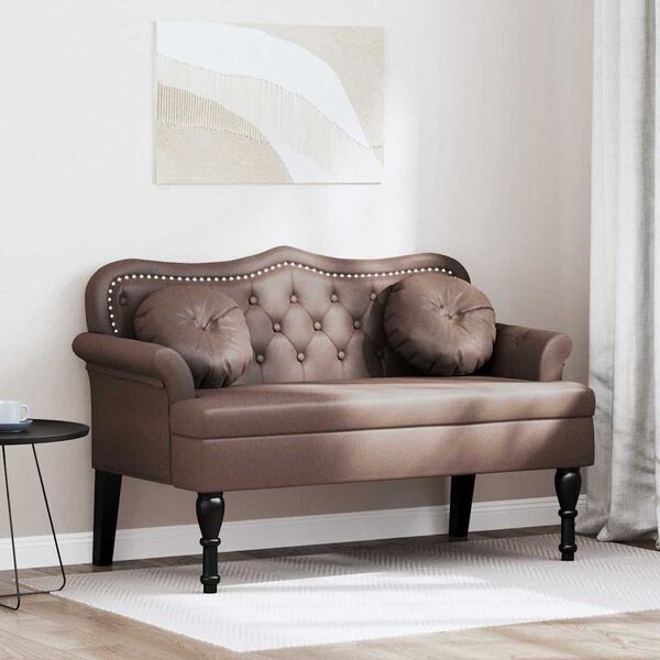 vidaXL Banco Chesterfield Marr&oacute;n 120.5 x 65 x 75 cm Cuero sint&eacute;tico