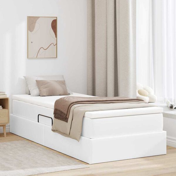 vidaXL Cama con almacenamiento y colch&oacute;n 90 x 200 cm Cuero sint&eacute;tico