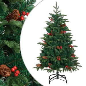 vidaXL &Aacute;rbol de Navidad artificial con pi&ntilde;as y bayas 150 cm
