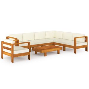 vidaXL Conjunto de jard&iacute;n 8 piezas con cojines 100x60 cm madera de acacia