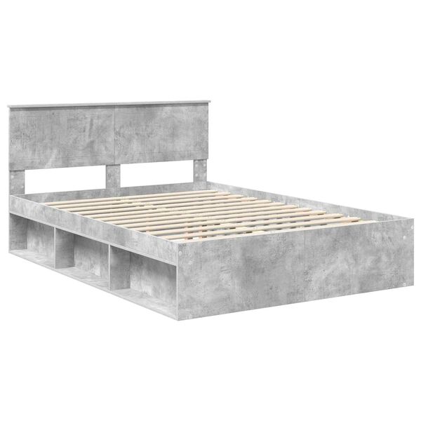 vidaXL Estructura de cama Concreto 140 x 190 cm Madera de pino macizo