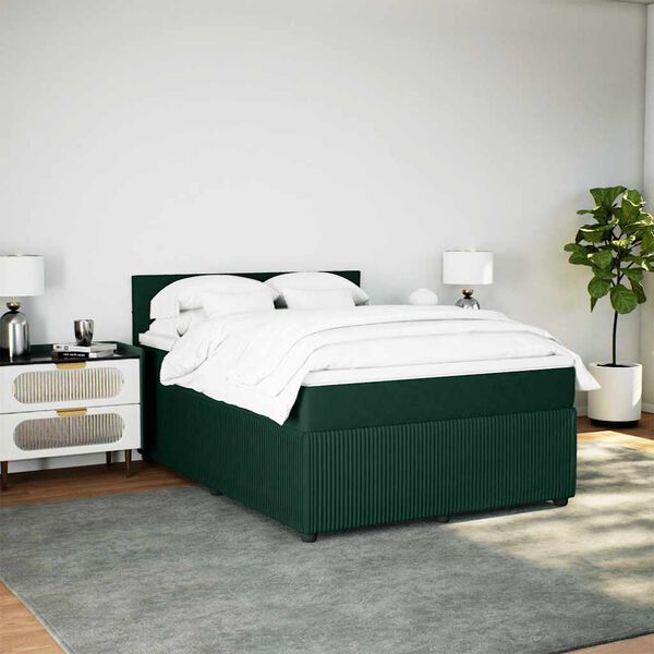 vidaXL Cama box spring con colch&oacute;n terciopelo verde oscuro 160x200 cm