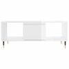 vidaXL Mesa de centro madera contrachapada blanco brillo 90x50x36,5 cm