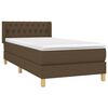 vidaXL Cama box spring con colch&oacute;n tela marr&oacute;n oscuro 90x190 cm