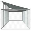 vidaXL Jaula de perros techo y puerta acero galvanizado gris 12x2x2 m