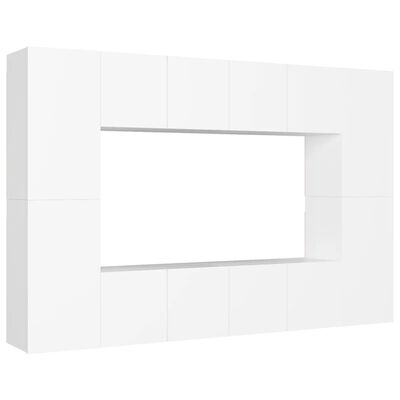 vidaXL Set de muebles de salón TV 8 piezas madera de ingeniería blanco