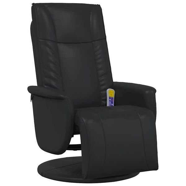 vidaXL Sill&oacute;n reclinable masaje con reposapi&eacute;s cuero sint&eacute;tico negro