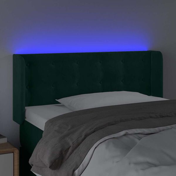 vidaXL Cabecero con LED de terciopelo verde oscuro 83x16x78/88 cm