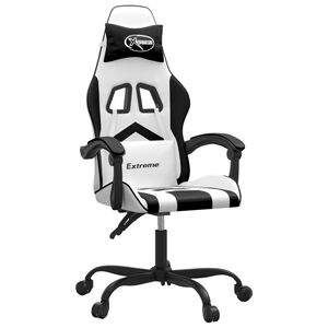 vidaXL Silla gaming giratoria cuero sint&eacute;tico blanco y negro