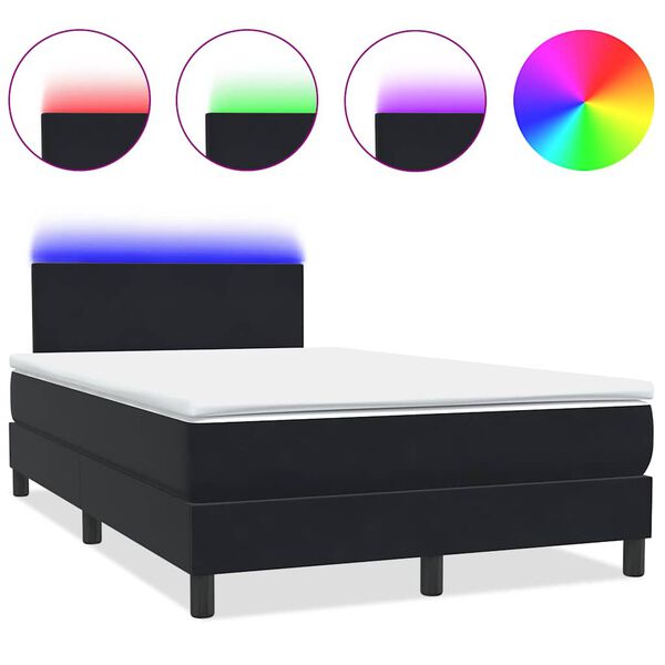 vidaXL Cama box spring con colch&oacute;n y LED terciopelo negro 120x210 cm