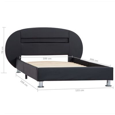 vidaXL Estructura de cama con LED cuero sintético negro 100x200 cm