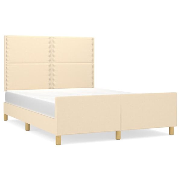 vidaXL Cama sin colch&oacute;n tela color crema 140x190 cm