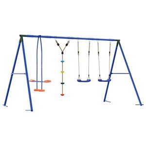 vidaXL Juego de Columpios Exterior Multicolor acero y PE