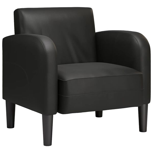 vidaXL Sill&oacute;n con reposabrazos cuero sint&eacute;tica negro 54 cm
