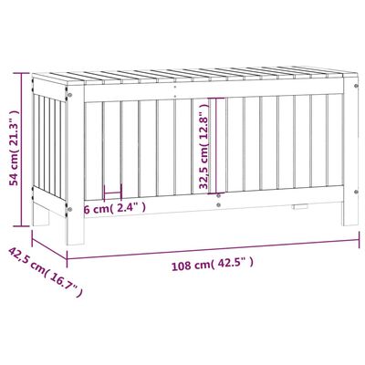 vidaXL Caja de almacenaje jardín madera de pino gris 108x42,5x54 cm