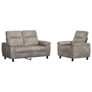 vidaXL Juego de Sof&aacute; 2 pcs Gris Claro Cuero de Suede Sint&eacute;tico