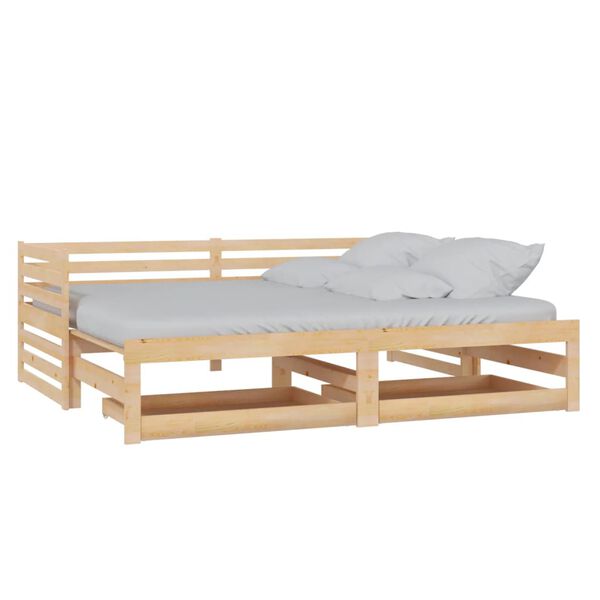vidaXL Sof&aacute; cama extra&iacute;ble madera maciza de pino 2x(90x200) cm