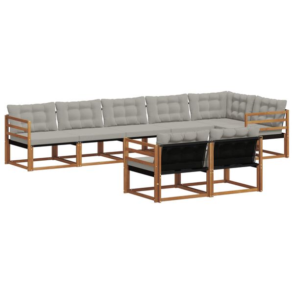 vidaXL Conjunto de sof&aacute;s de exterior 8 pcs Gris Natural y Claro