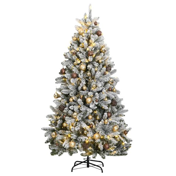 vidaXL &Aacute;rbol de Navidad artificial con bisagras 300 LED y bolas 180 cm