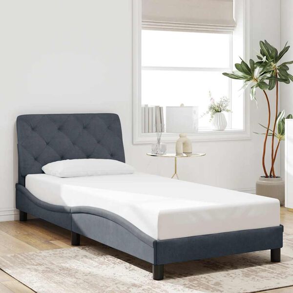 vidaXL Estructura de cama sin colch&oacute;n terciopelo gris oscuro 90x200 cm