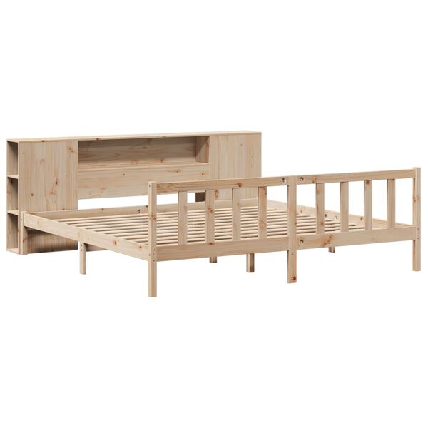 vidaXL Cama con estanter&iacute;a sin colch&oacute;n madera maciza de pino 180x200cm