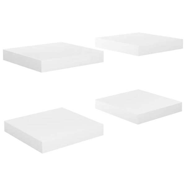 vidaXL Estante flotante de pared 4 uds MDF blanco brillo 23x23,5x3,8cm